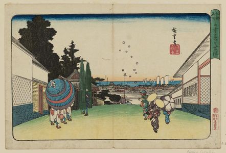 Utagawa Hiroshige: Kasumigaseki (with bubbles), from the series Famous Places in Edo (Kôto meisho) - Museum of Fine Arts