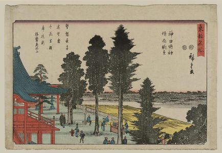 歌川広重: Panoramic View from the Precincts of the Kanda Myôjin Shrine (Kanda Myôjin keidai chôbô), from the series Famous Places in the Eastern Capital (Tôto meisho) - ボストン美術館