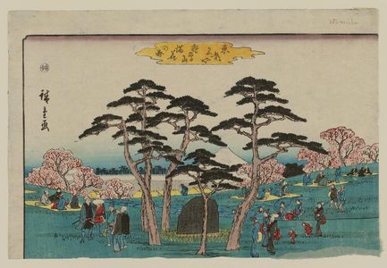 Japanese Print "Cherry Blossoms in Full Bloom at Asuka Hill (Asukayama manka no zu), from the series Famous Places in the Eastern Capital (Tôto meisho)" by Utagawa Hiroshige, 歌川広重 (Utagawa Hiroshige I)