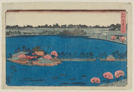 日本版画 "Shinobazu Pond (Shinobazu no ike), from the series Famous Places in Edo (Edo meisho)" 由 Utagawa Hiroshige, 歌川広重 (Utagawa Hiroshige I) 创作