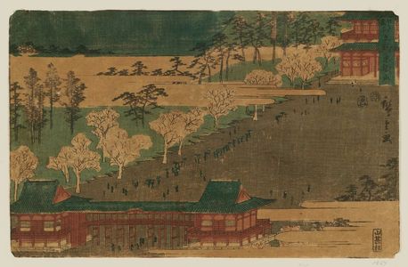 Japanese Print "Tôeizan Temple at Ueno (Ueno Tôeizan), from the series Famous Places in Edo (Edo meisho)" by Utagawa Hiroshige, 歌川広重 (Utagawa Hiroshige I)