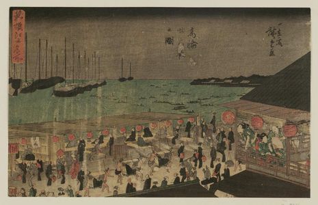 Utagawa Hiroshige: Moon Viewing at Takanawa on the Night of the Twenty-sixth (Takanawa Nijûrokuya no zu), from the series Famous Places in Edo, Newly Selected (Shinsen Edo meisho) - Museum of Fine Arts