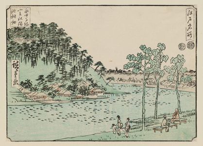 Utagawa Hiroshige, 歌川広重 (Utagawa Hiroshige I)による浮世絵「The Nagata Riding Grounds, the Sannô Shrine, and the Paulownia Plantation at Tameike (Nagata-no-baba Sannô no yashiro Tameike kiribatake), from the series Famous Places in Edo (Edo meisho)」