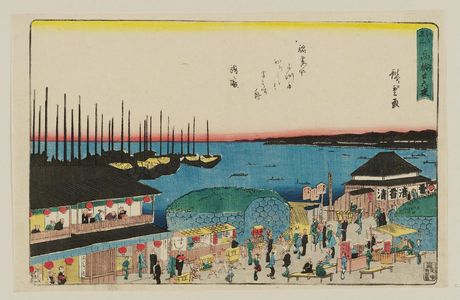 Japanese Print "Moon Viewing at Takanawa on the Night of the Twenty-sixth (Takanawa Nijûrokuya), from the series Famous Places in Edo (Edo meisho)" by Utagawa Hiroshige, 歌川広重 (Utagawa Hiroshige I)