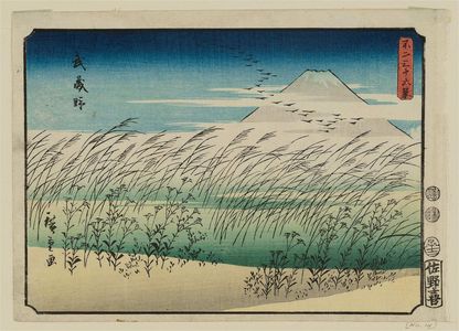 歌川広重: Musashi Plain (Musashino), from the series Thirty-six Views of Mount Fuji (Fuji sanjûrokkei) - ボストン美術館