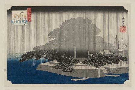 Utagawa Hiroshige: Night Rain at Karasaki (Karasaki yau), from the series Eight Views of Ômi (Ômi hakkei no uchi) - Museum of Fine Arts