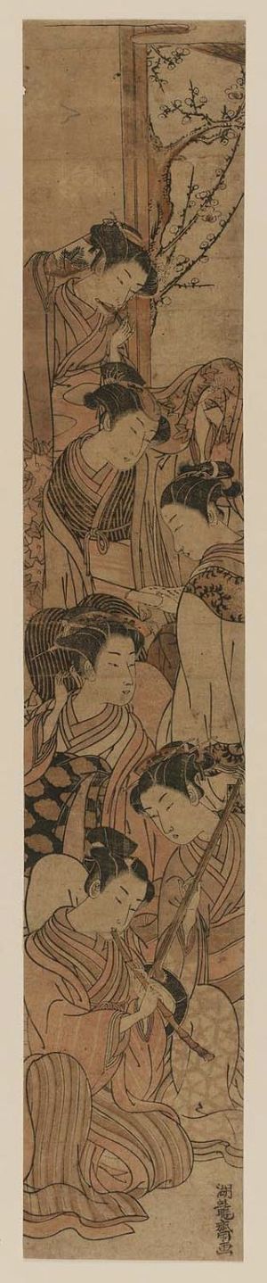 Isoda Koryusai: Six Male and Female Beauties in a New Year Concert - Museum of Fine Arts