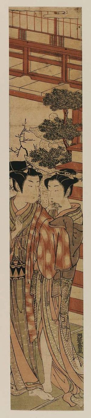 Isoda Koryusai: Couple Parting at Foot of Stairs - Museum of Fine Arts