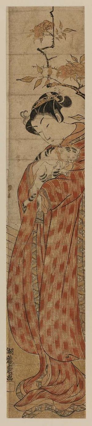 Isoda Koryusai: Young Woman Holding a Cat - Museum of Fine Arts