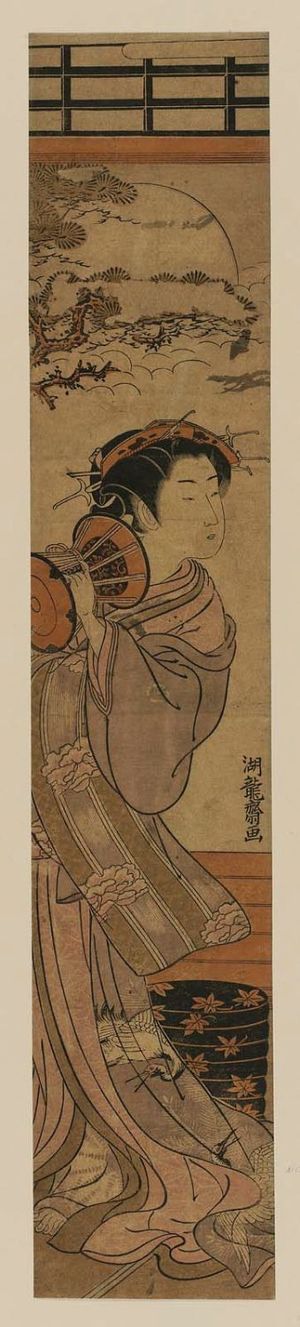 Isoda Koryusai: Courtesan Playing a Hand Drum - Museum of Fine Arts