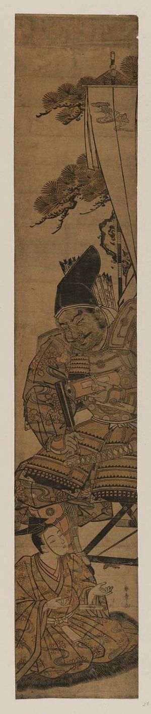 勝川春章: The parting of Kusunoki Masashigé and his son Masatsura at Sukurai - ボストン美術館