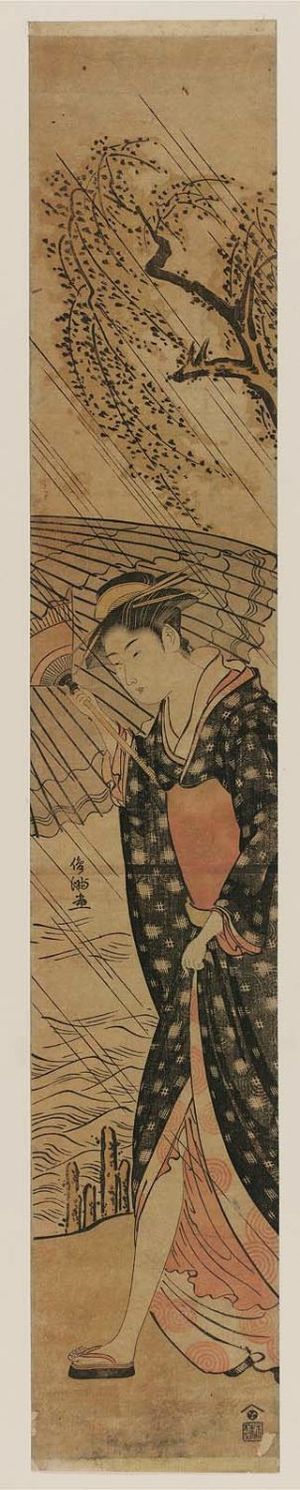 Kubo Shunman: Woman Walking in Rain - Museum of Fine Arts