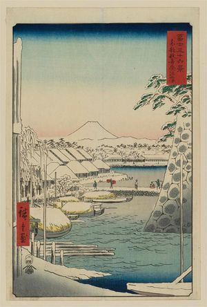 Utagawa Hiroshige: Riverbank at Sukiya in Edo (Tôto Sukiya-gashi), from the series Thirty-six Views of Mount Fuji (Fuji sanjûrokkei) - Museum of Fine Arts