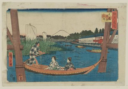 歌川広重: Ôhashi, Nakazu, Mitsumata, from the series Famous Places in Edo (Edo meisho) - ボストン美術館