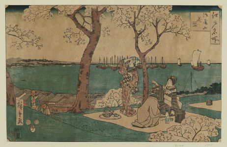 歌川広重: Cherry Blossoms in Full Bloom at Goten-yama (Goten-yama hanazakari), from the series Famous Places in Edo (Edo meisho) - ボストン美術館