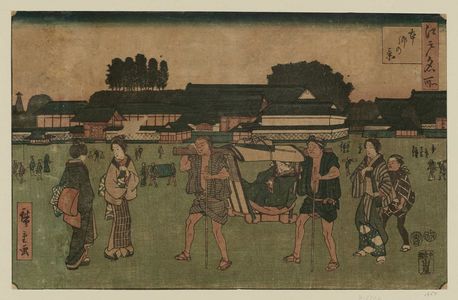 歌川広重: View of the Hongô District (Hongô no kei), from the series Famous Places in Edo (Edo meisho) - ボストン美術館