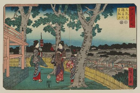 Utagawa Hiroshige: Saruwaka-machi District and Kinryûzan Temple Seen from Matsuchiyama (Matsuchiyama Saruwaka-machi Kinryûzan), from the series Famous Places in Edo (Edo meisho) - Museum of Fine Arts