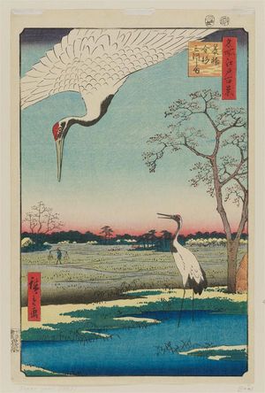 Utagawa Hiroshige: Minowa, Kanasugi, Mikawashima (Minowa Kanasugi Mikawashima), from the series One Hundred Famous Views of Edo (Meisho Edo hyakkei) - Museum of Fine Arts