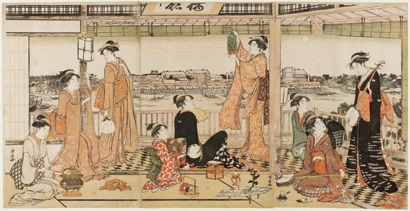 Torii Kiyonaga: A Party Viewing the Moon across the Sumida River - Museum of Fine Arts