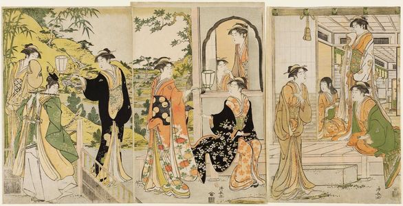 Torii Kiyonaga: A Modern Version of the Story of Ushiwakamaru Serenading Jôruri-hime - Museum of Fine Arts