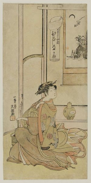 Ippitsusai Buncho: Hinaji of the Chôjiya, from an untitled series known as Folded Love Letters - Museum of Fine Arts