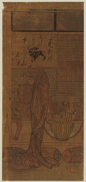 一筆斉文調: Tamagiku of the Naka-Manjiya, Sekiwake of the Western Group, from the series Wrestling Match of Flowers (Hana-zumô) - ボストン美術館