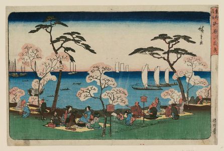 Utagawa Hiroshige: Amusements at Goten-yama (Goten-yama yûkyô), from the series Famous Places in the Eastern Capital (Tôto meisho) - Museum of Fine Arts