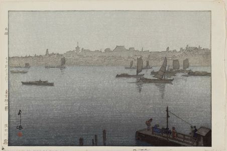 Yoshida Hiroshi: The Sumida river in mist [from the Twelve Views of Tokyo )Tokyo Juni-dai) series] - Museum of Fine Arts