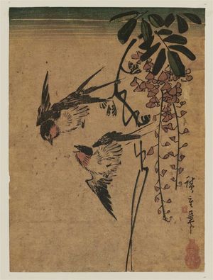 Utagawa Hiroshige: Swallows and Wisteria - Museum of Fine Arts