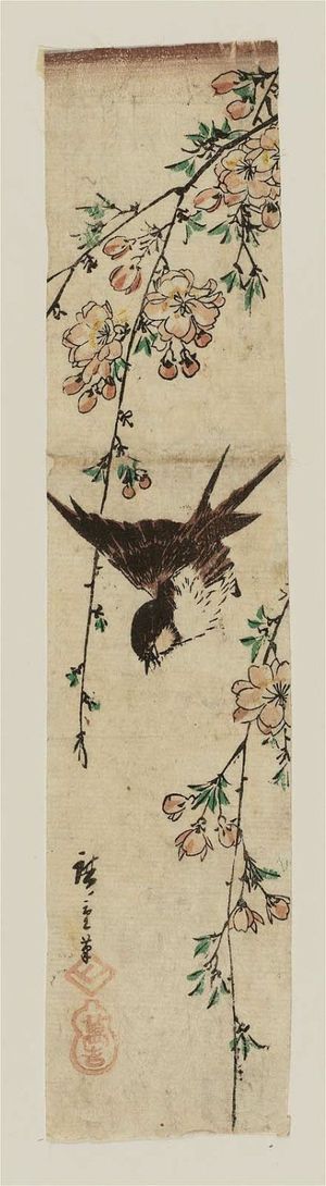 Utagawa Hiroshige: Flying Swallow and Weeping Cherry - Museum of Fine Arts