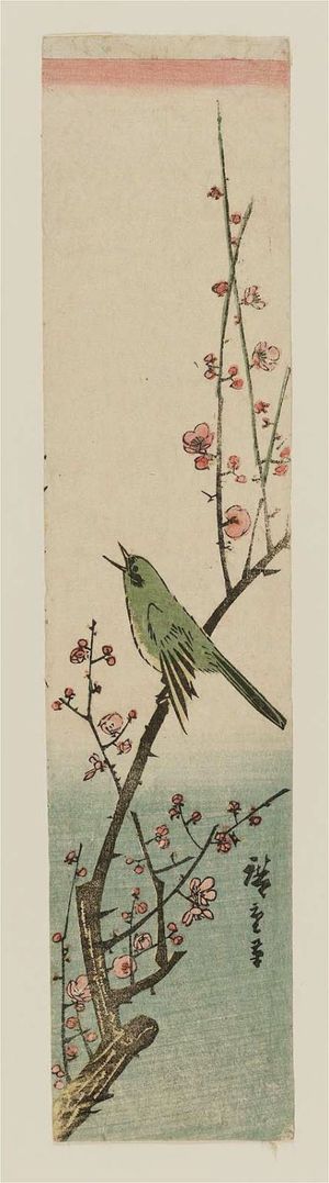 Utagawa Hiroshige: Warbler on Red Plum Branch - Museum of Fine Arts