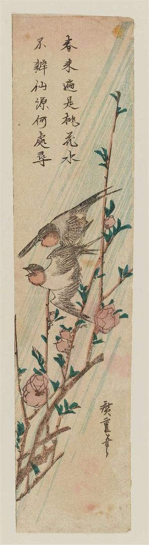 Utagawa Hiroshige: Swallows and Peach Blossoms in Rain - Museum of Fine Arts