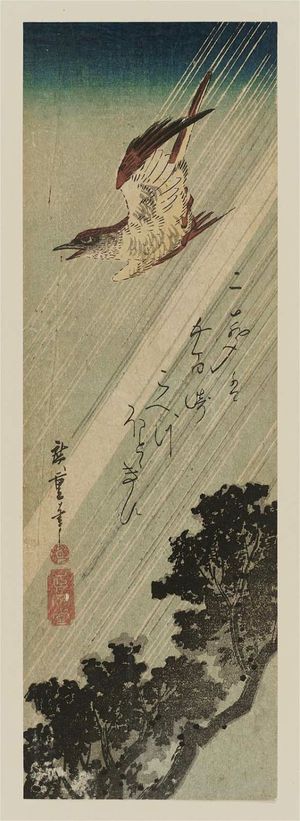 Utagawa Hiroshige: Cuckoo Flying through Rain - Museum of Fine Arts