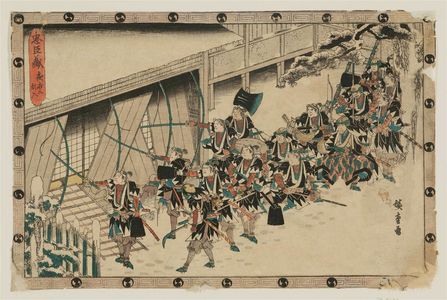 Utagawa Hiroshige: The Night Attack, Part 2: Breaking into the House (Youchi ni, rannyû), from the series The Storehouse of Loyal Retainers (Chûshingura) - Museum of Fine Arts