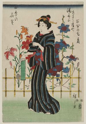 Utagawa Hiroshige: Lilies, from the series Flower Gardens in the Four Seasons (Shiki no hanazono) - Museum of Fine Arts