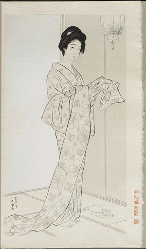 Hashiguchi Goyo: Girl in Summer Costume (Natsu yosooi no musume) - Museum of Fine Arts