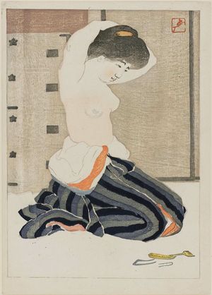 Tobari Kogan: Half-Nude Woman Kneeling - ボストン美術館