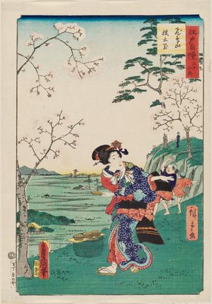 Utagawa Hiroshige II: Tossing Saucers at Asuka Hill (Asukayama... ), from the series The Pride of Edo: Thirty-six Scenes (Edo jiman sanjû rokkei) - Museum of Fine Arts