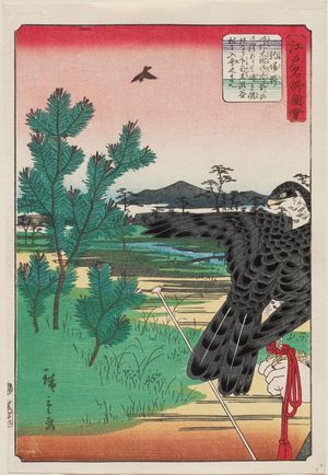 二歌川広重: Komabano, from the series Views of Famous Places in Edo (Edo meishô zue) - ボストン美術館