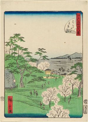 二歌川広重: No. 13, Cherry-blossom Viewing at Asuka Hill (Asukayama hanami), from the series Forty-Eight Famous Views of Edo (Edo meisho yonjûhakkei) - ボストン美術館