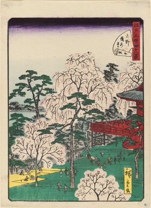 Utagawa Hiroshige II: No. 10, Kiyomizu Hall at Ueno (Ueno Kiyomizu-dô), from the series Forty-Eight Famous Views of Edo (Edo meisho yonjûhakkei) - Museum of Fine Arts