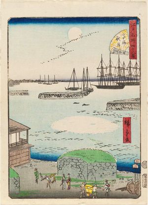 二歌川広重: No. 35, Autumn Moon at Takanawa (Takanawa shûgetsu), from the series Forty-Eight Famous Views of Edo (Edo meisho yonjûhakkei) - ボストン美術館