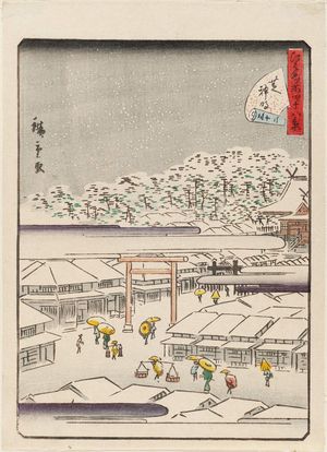 二歌川広重: No. 32, Shiba Shinmei Shrine, from the series Forty-Eight Famous Views of Edo (Edo meisho yonjûhakkei) - ボストン美術館