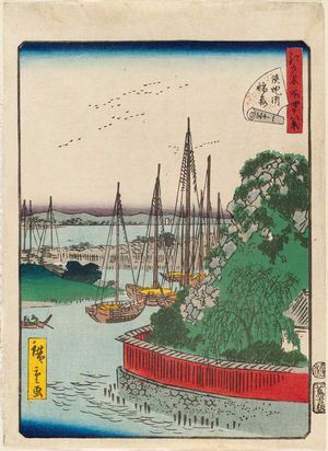 Utagawa Hiroshige II: No. 31, Inari Shrine at Teppôzu (Teppôzu Inari), from the series Forty-Eight Famous Views of Edo (Edo meisho yonjûhakkei) - Museum of Fine Arts