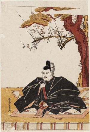 勝川春章: Portrait of Tenjin (Sugawara Michizane) - ボストン美術館