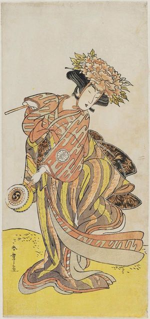 勝川春章: Actor Segawa Kikunojô III as the spirit of a lion - ボストン美術館