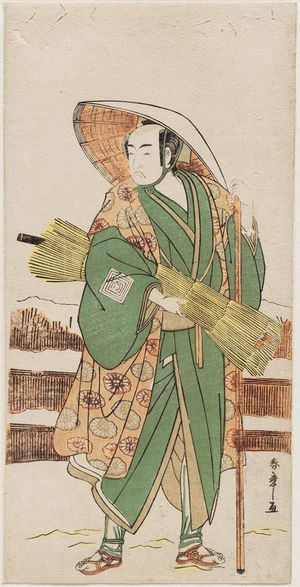 勝川春章: Actor Ichikawa Monnosuke II as Chobei, a sooth-sayer - ボストン美術館