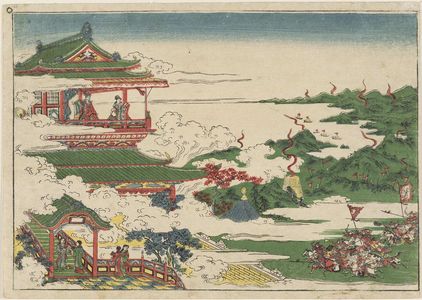 Utagawa Toyoharu: King Chou and his queen watching beacons - Museum of Fine Arts