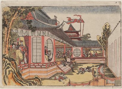 葛飾北斎: Fan Kuai and the Banquet at Hongmen (Hankai Kômon no kai no zu), from the series Newly published Perspective Pictures (Shinpan uki-e) - ボストン美術館