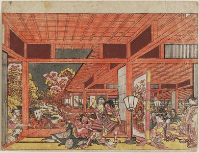 Utagawa Toyoharu: The Armor-pulling Scene at Wada's Banquet (Wada sakamori kusazuribiki no zu) - Museum of Fine Arts
